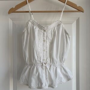 Girls white pintuck peplum tank